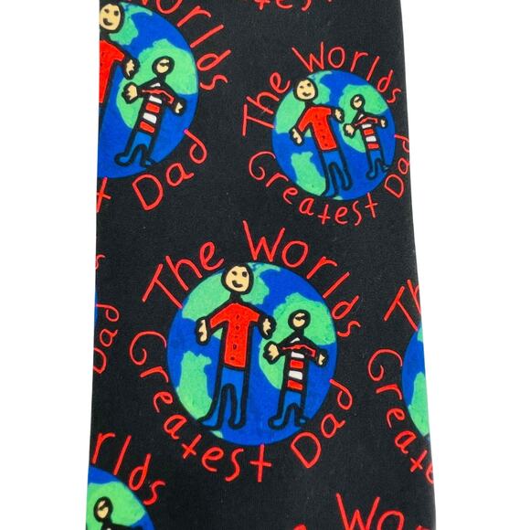 Ralph Marlin Vintage World's Greatest Dad Novelty Fun Colorful Mens Tie - Picture 2 of 8